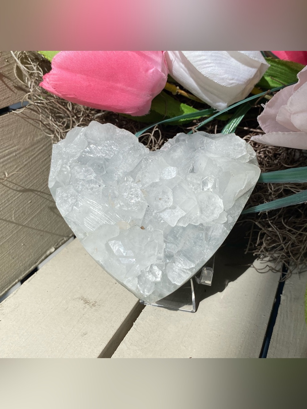 Natural Druzy Quartz Heart